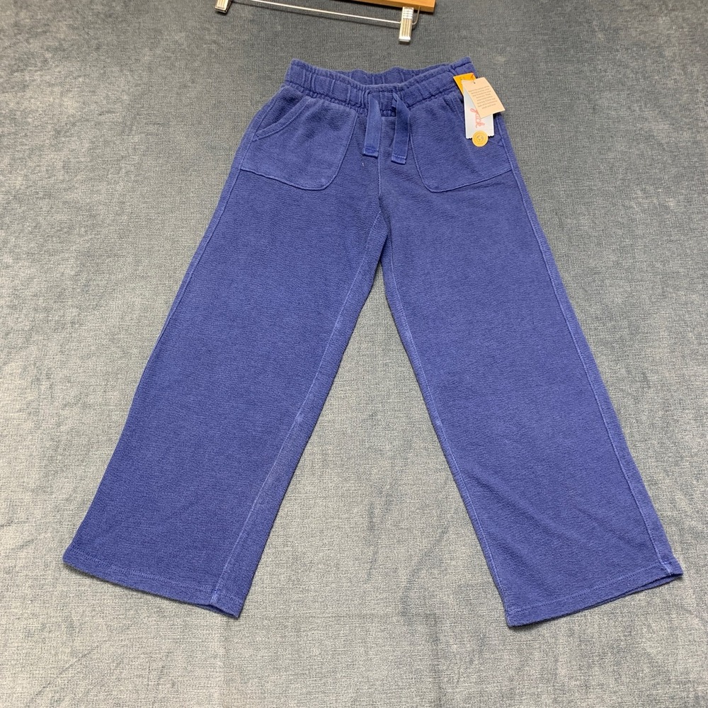 Cat & Jack Wide Leg Sweatpants Girls Medium 8 Navy Blue Pull On Straight Leg